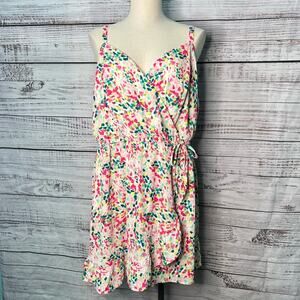Torrid 2X Georgette Surplice Wrap‎ Romper Spotted Confetti Sleeveless Adjustable